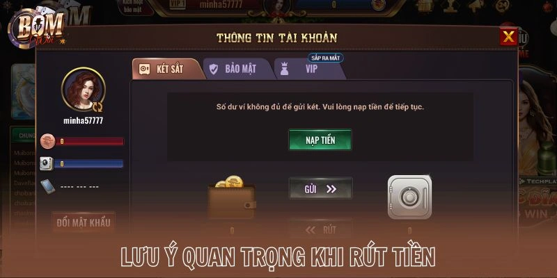 Lưu ý quan trọng khi rút tiền